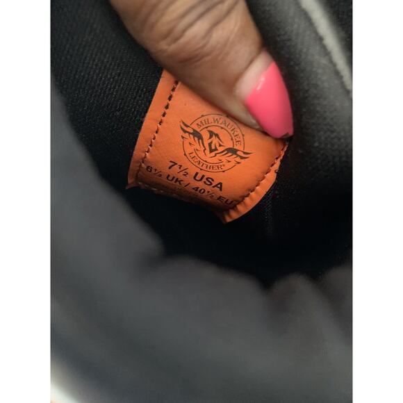 Milwaukee Leather Men's 8" Motorcycle Logger Boot w/ Cap Toe Lace Up Sz 7.5 - Picture 12 of 16